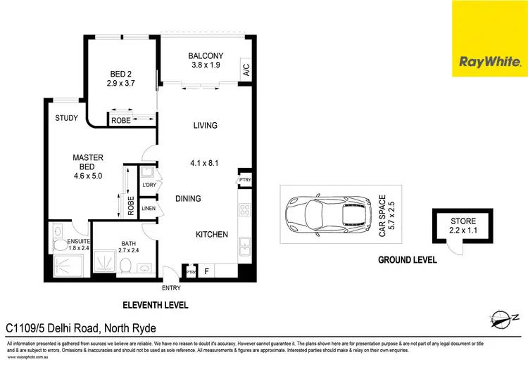 Floorplan of Homely unit listing, C1109/5 Delhi Road (Block C), North Ryde NSW 2113