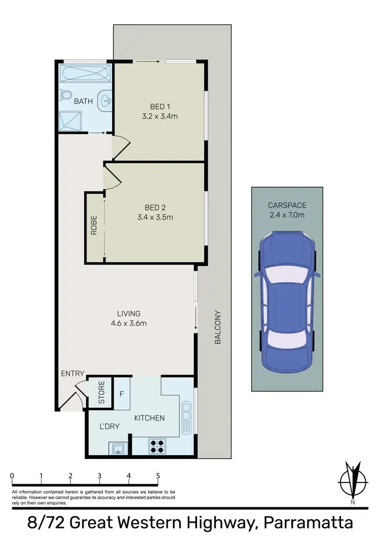 Floorplan of Homely apartment listing, 8/72 Great Western Highway, Parramatta NSW 2150