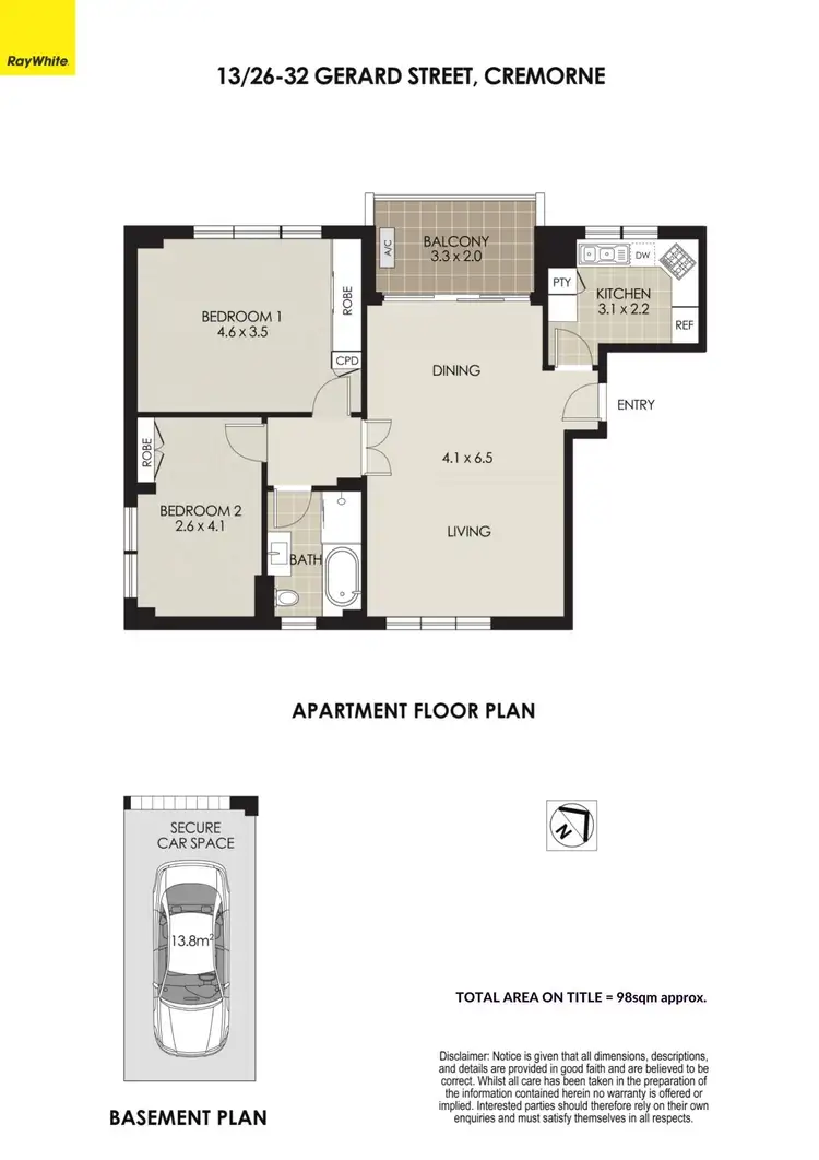 Floorplan of Homely apartment listing, 13/26-32 Gerard Street, Cremorne NSW 2090