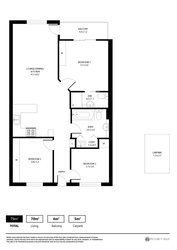 Floorplan of Homely apartment listing, 3A/188 Carrington Street, Adelaide SA 5000