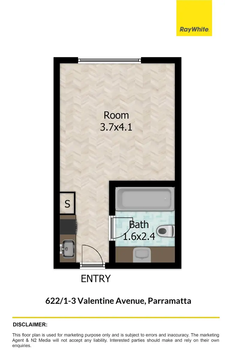 Floorplan of Homely studio listing, 622/1-3 Valentine Avenue, Parramatta NSW 2150