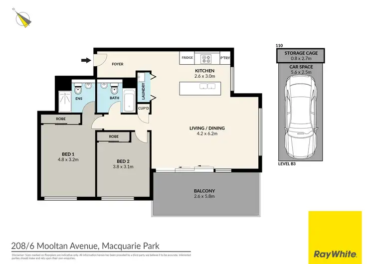 Floorplan of Homely apartment listing, 208/6 Mooltan Avenue, Macquarie Park NSW 2113