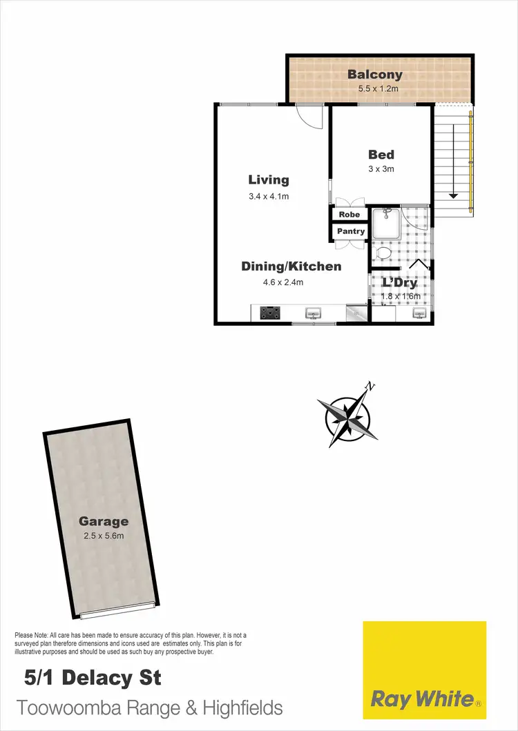 Floorplan of Homely unit listing, 5/1 Delacy Street, North Toowoomba QLD 4350