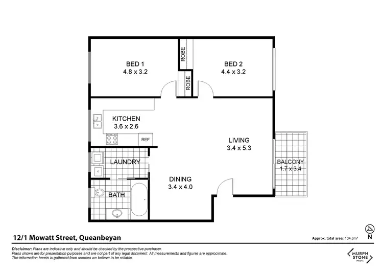Floorplan of Homely unit listing, 12/1 Mowatt Street, Queanbeyan NSW 2620