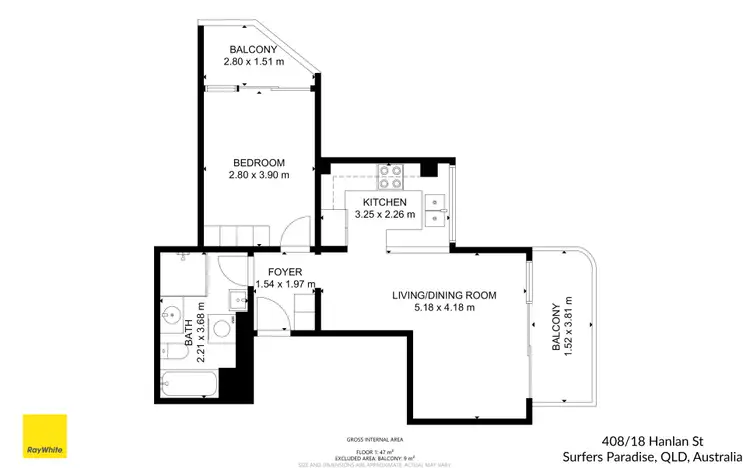 Floorplan of Homely apartment listing, 408/18 Hanlan Street, Surfers Paradise QLD 4217