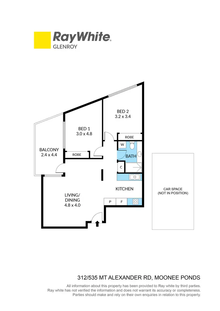 Floorplan of Homely apartment listing, 312/535 Mount Alexander Road, Moonee Ponds VIC 3039