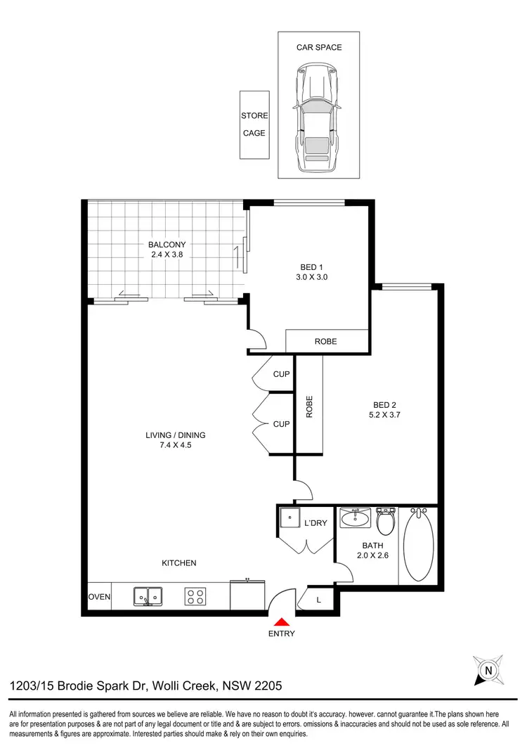 Floorplan of Homely apartment listing, 1203/15 BRODIE SPARK Drive, Wolli Creek NSW 2205