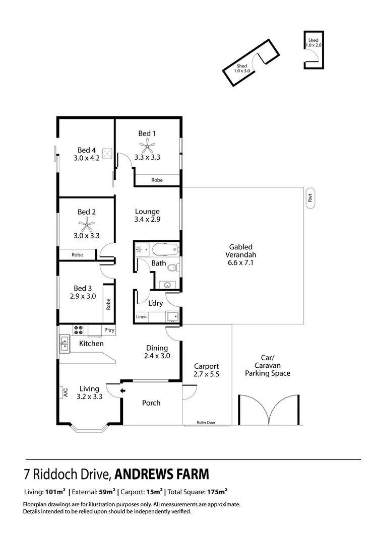 Floorplan of Homely house listing, 7 Riddoch Drive, Andrews Farm SA 5114