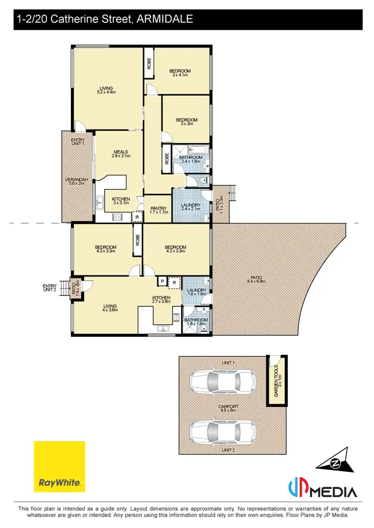Floorplan of Homely semi-detached listing, 1 & 2/20 Catherine Street, Armidale NSW 2350