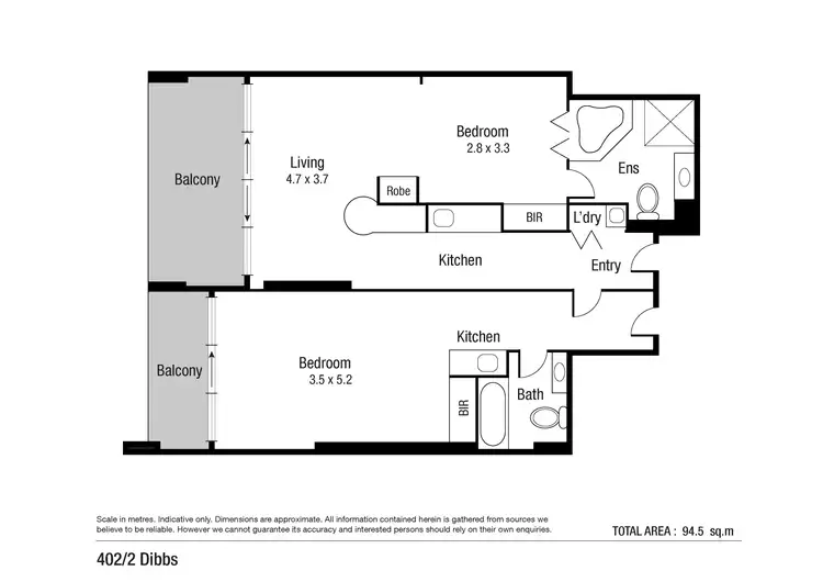 Floorplan of Homely apartment listing, 402/2 Dibbs Street, South Townsville QLD 4810