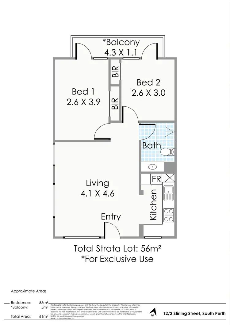 Floorplan of Homely apartment listing, 12/2 Stirling Street, South Perth WA 6151