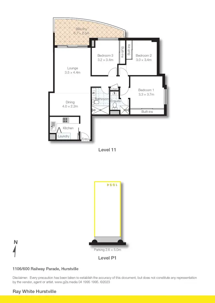 Floorplan of Homely apartment listing, 1106/588B-600 Railway Parade, Hurstville NSW 2220