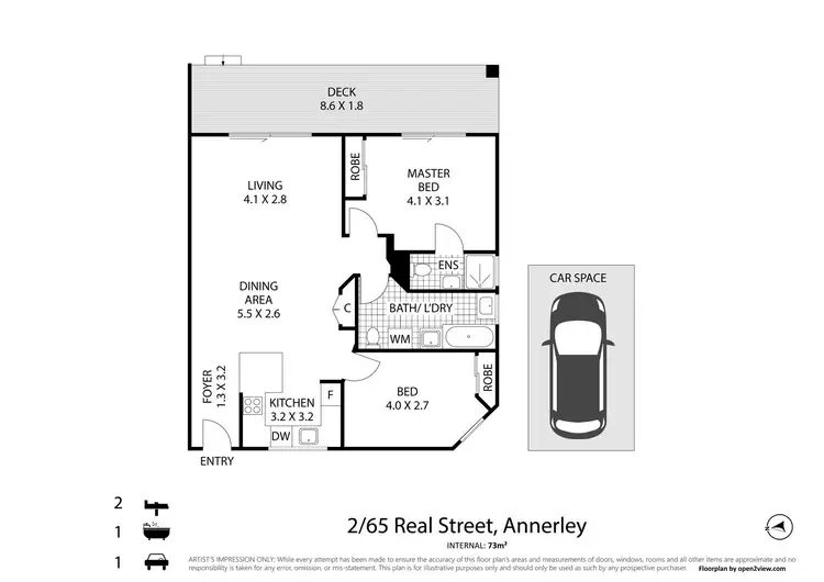Floorplan of Homely unit listing, 2/65 Real Street, Annerley QLD 4103