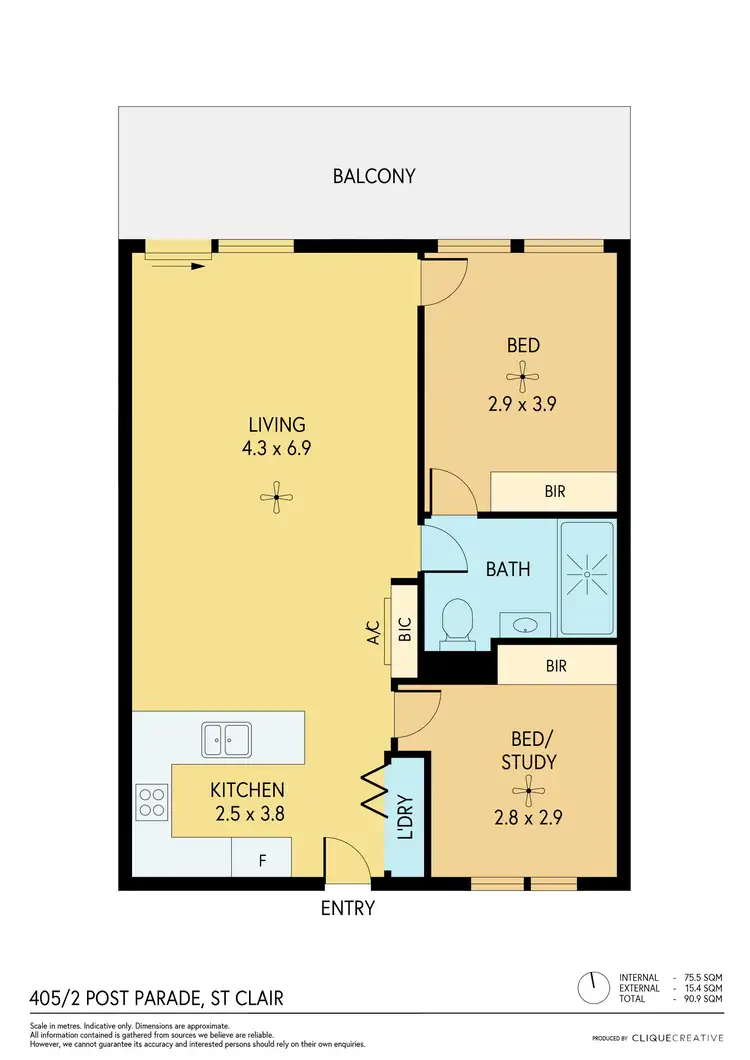 Floorplan of Homely apartment listing, 405/2 Post Parade, St Clair SA 5011