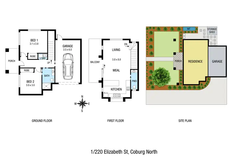 Floorplan of Homely townhouse listing, 1/220 Elizabeth Street, Coburg North VIC 3058