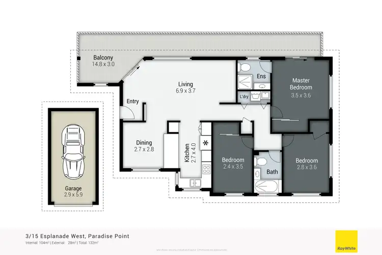 Floorplan of Homely apartment listing, 3/15 Esplanade West, Paradise Point QLD 4216