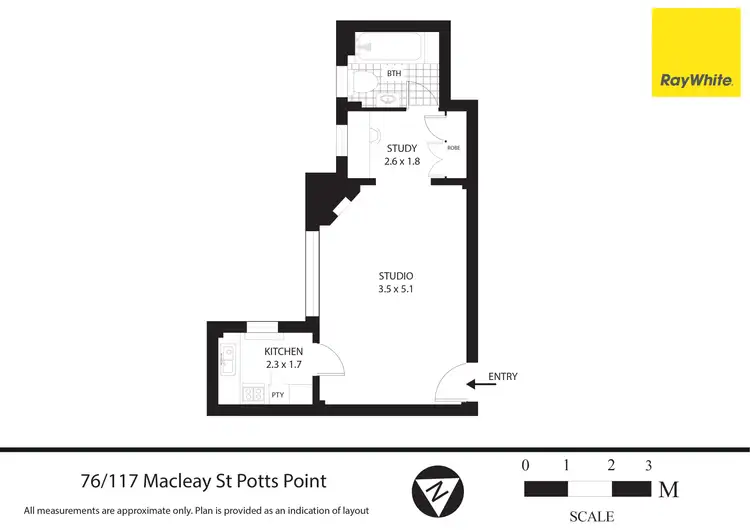 Floorplan of Homely studio listing, 76/117 Macleay Street, Potts Point NSW 2011