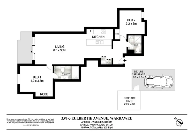 Floorplan of Homely apartment listing, 33/1-3 Eulbertie Avenue, Warrawee NSW 2074