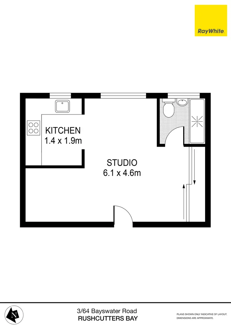 Floorplan of Homely studio listing, 3/64 Bayswater Road, Rushcutters Bay NSW 2011