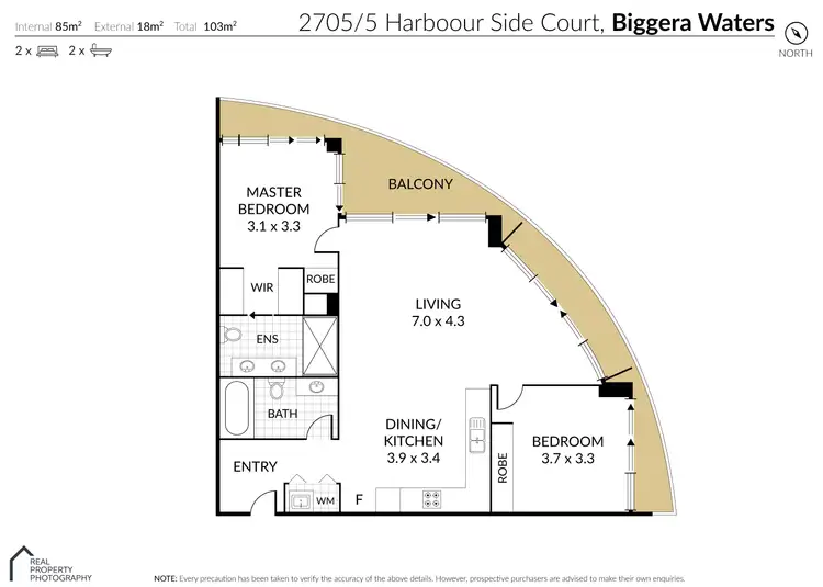 Floorplan of Homely apartment listing, 2705/5 Harbour Side Court, Biggera Waters QLD 4216