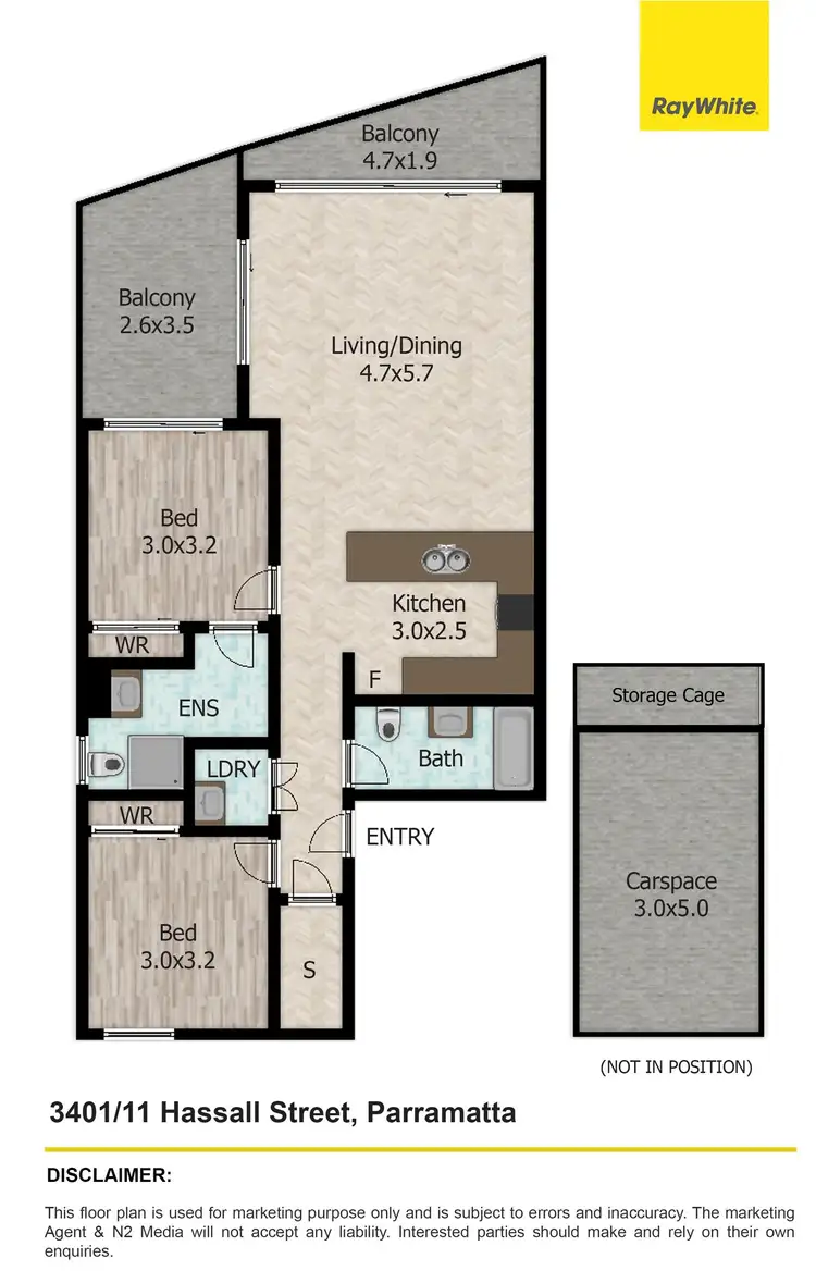 Floorplan of Homely apartment listing, 3401/11 Hassall Street, Parramatta NSW 2150