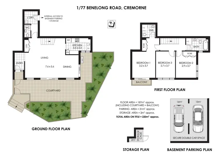 Floorplan of Homely townhouse listing, 1/77 Benelong Road, Cremorne NSW 2090