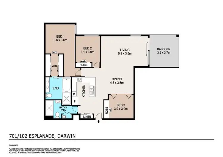Floorplan of Homely unit listing, 701/102 Esplanade, Darwin City NT 800