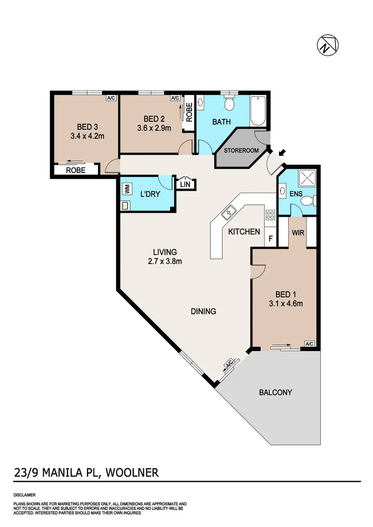 Floorplan of Homely unit listing, 23/9 Manila Place, Woolner NT 820