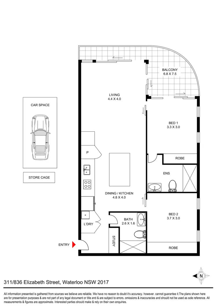 Floorplan of Homely apartment listing, 311/836 Elizabeth Street, Waterloo NSW 2017