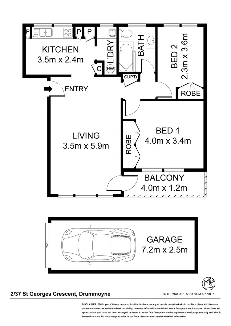 Floorplan of Homely apartment listing, 2/37 St Georges Crescent, Drummoyne NSW 2047