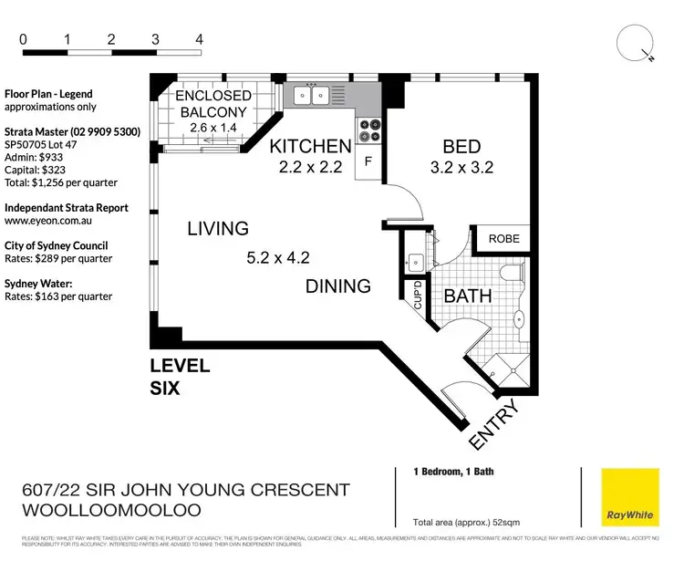 Floorplan of Homely apartment listing, 607/22-40 Sir John Young Crescent, Woolloomooloo NSW 2011