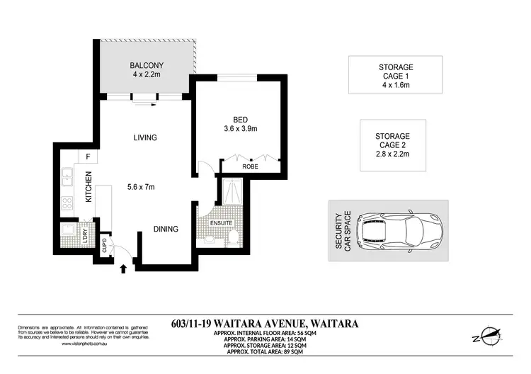 Floorplan of Homely apartment listing, 603/11-19 Waitara Avenue, Waitara NSW 2077