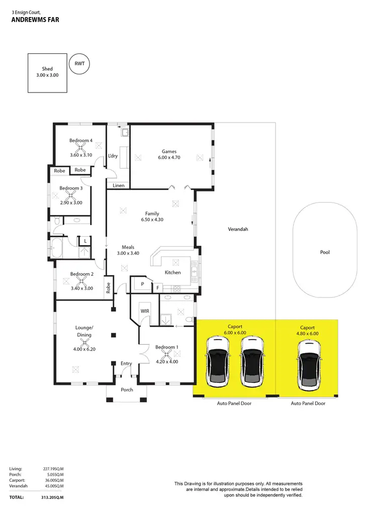 Floorplan of Homely house listing, 3 Ensign Court, Andrews Farm SA 5114