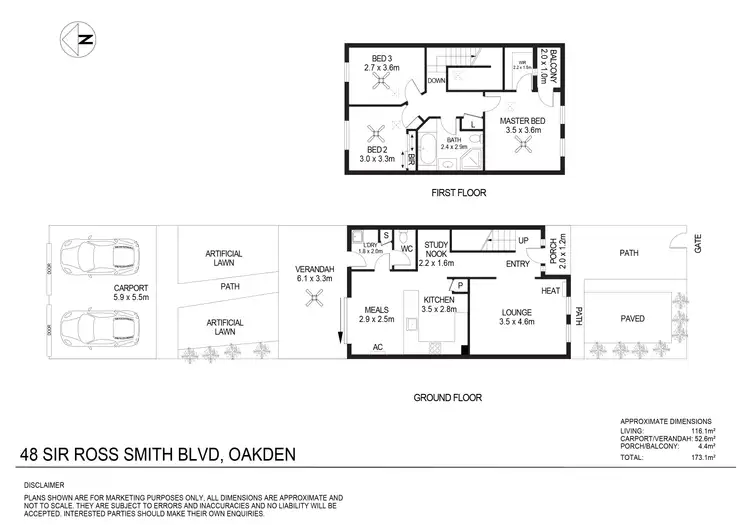Floorplan of Homely townhouse listing, 48 Sir Ross Smith Boulevard, Oakden SA 5086