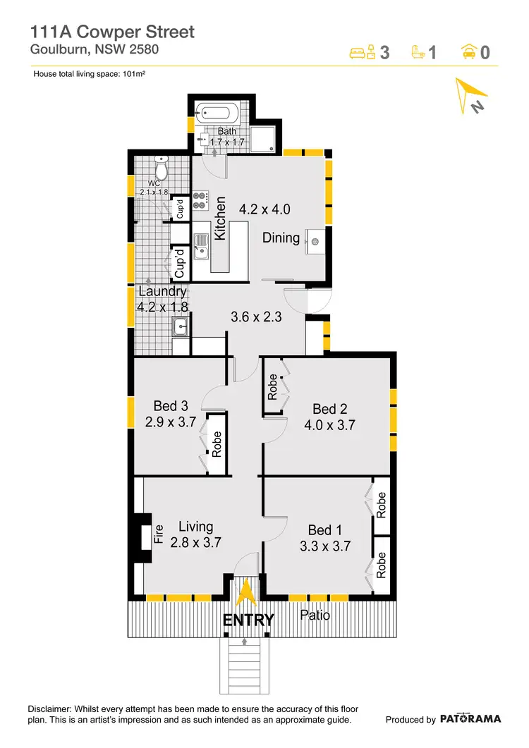 Floorplan of Homely house listing, 111a Cowper Street, Goulburn NSW 2580