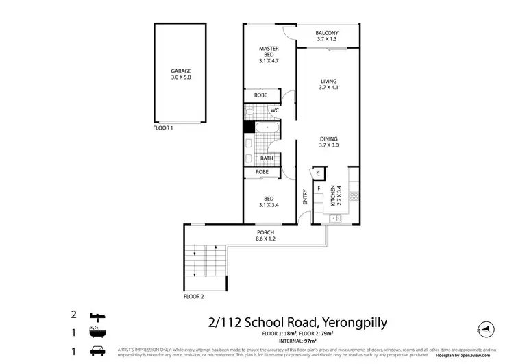 Floorplan of Homely unit listing, 2/112 School Road, Yeronga QLD 4104