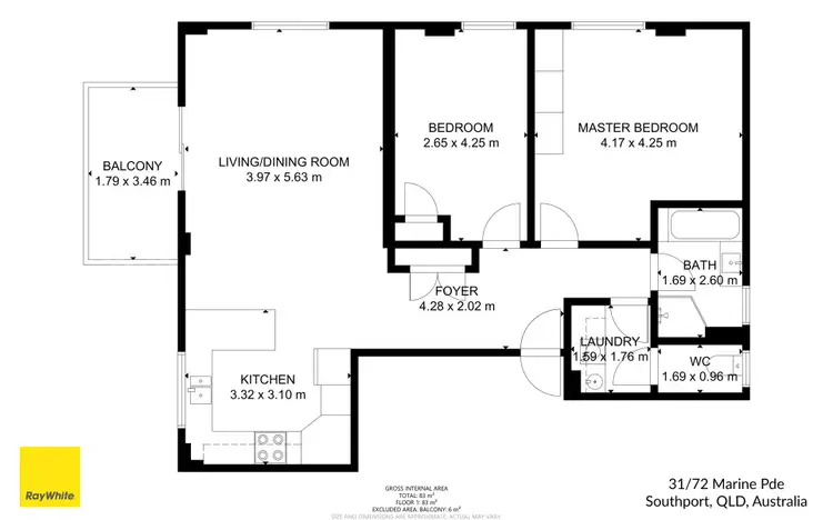 Floorplan of Homely apartment listing, 31/72 Marine Parade, Southport QLD 4215