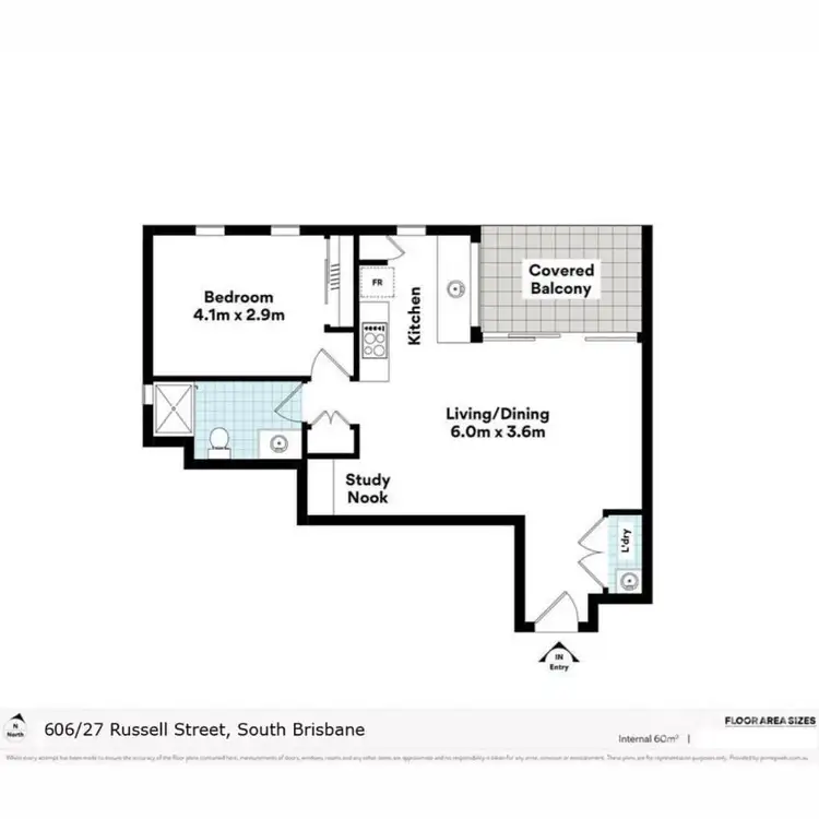 Floorplan of Homely apartment listing, 606/27 Russell Street, South Brisbane QLD 4101