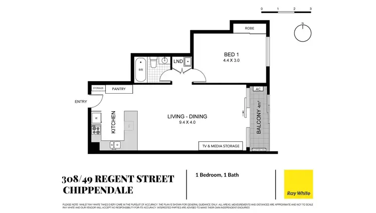 Floorplan of Homely apartment listing, 308/49-53 Regent Street, Chippendale NSW 2008