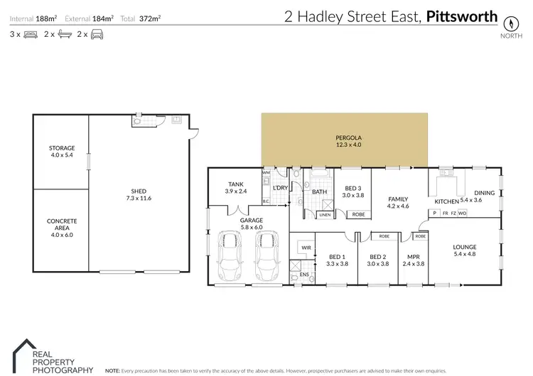 Floorplan of Homely rural property listing, 2 East Hadley Street, Pittsworth QLD 4356