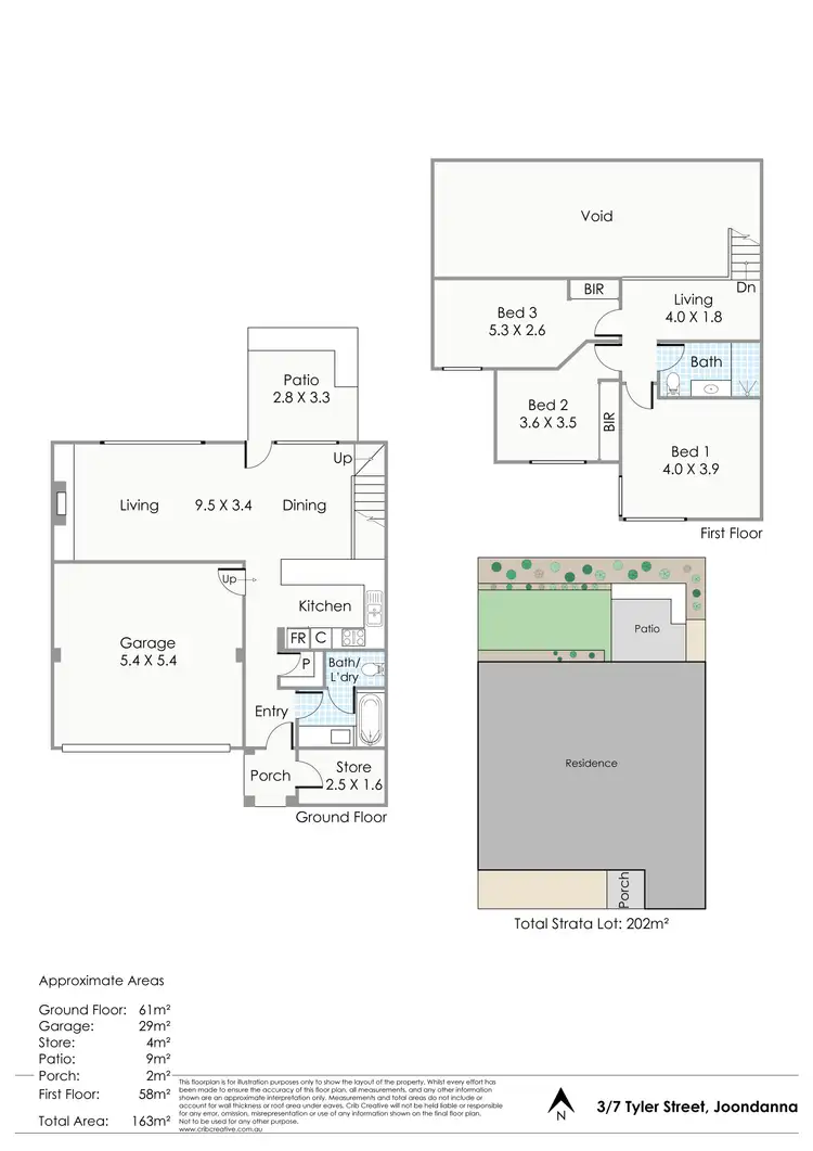 Floorplan of Homely townhouse listing, 3/7 Tyler Street, Joondanna WA 6060