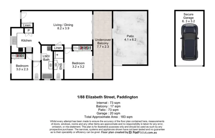 Floorplan of Homely apartment listing, 1/88 Elizabeth Street, Paddington QLD 4064
