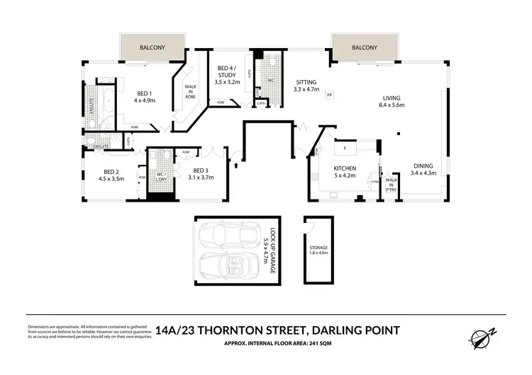 Floorplan of Homely apartment listing, 14A/23 Thornton Street, Darling Point NSW 2027