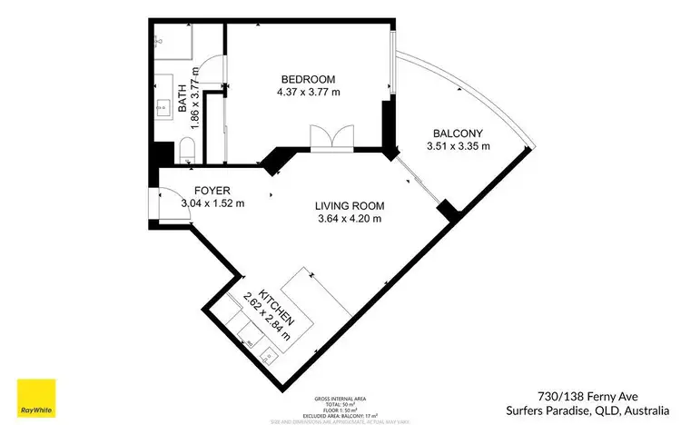Floorplan of Homely apartment listing, 730/132-138 Ferny Avenue, Surfers Paradise QLD 4217
