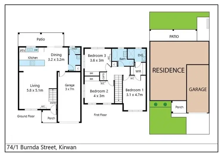 Floorplan of Homely townhouse listing, 74/1 Burnda Street, Kirwan QLD 4817