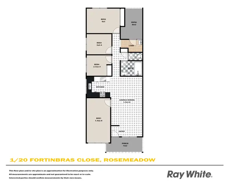 Floorplan of Homely semi-detached listing, 1/20 Fortinbras Close, Rosemeadow NSW 2560