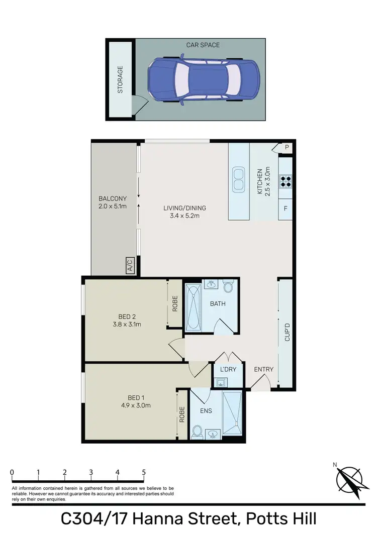 Floorplan of Homely unit listing, C304/17 Hanna Street, Potts Hill NSW 2143