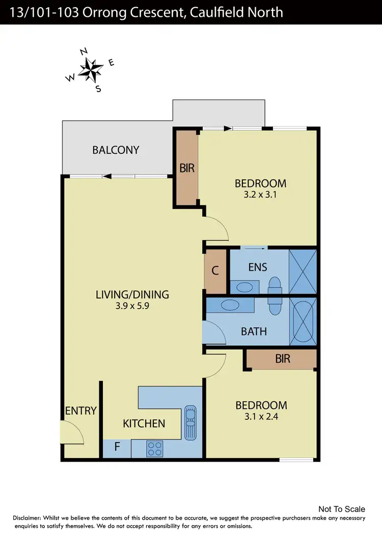 Floorplan of Homely apartment listing, 13/101-103 Orrong Crescent, Caulfield North VIC 3161