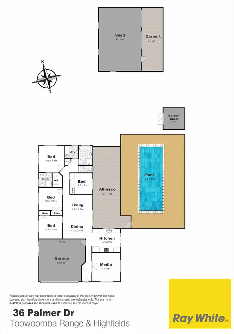 Floorplan of Homely house listing, 36 Palmer Drive, Highfields QLD 4352