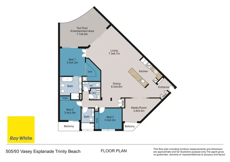 Floorplan of Homely unit listing, 505/93 Vasey Esplanade, Trinity Beach QLD 4879